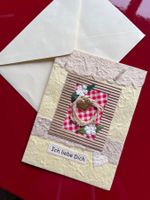 handgefertigteDoppelkarte Text:Ich liebe Dich" Büttenpapier