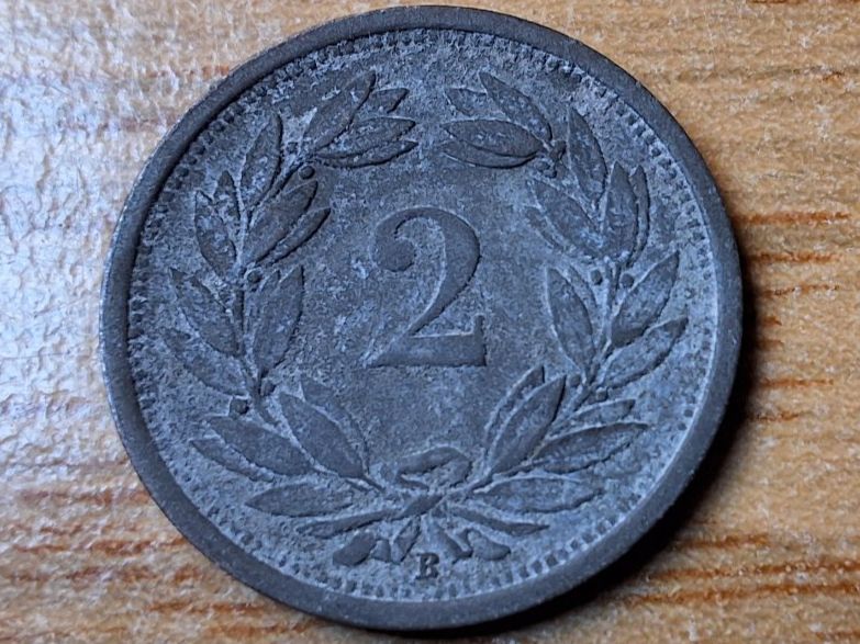 Tutti le monete: 2 Rappen 1945 - Zink! – Usato da Münchenstein venduto da purbach1 3