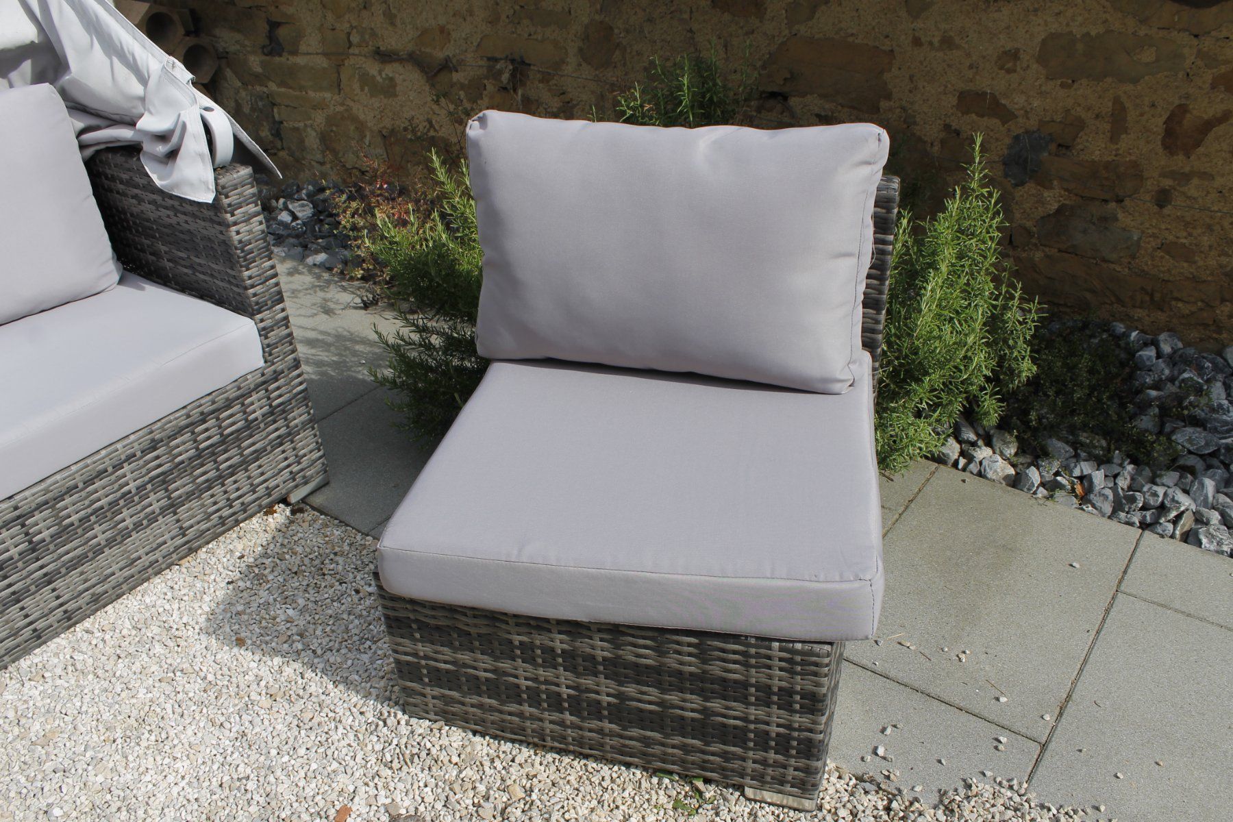 Divani: Polyrattan Sitzgruppe Gartenmöbel 4-teilig grau mit Polster – Usato da Hemmiken venduto da Jakkolo 2