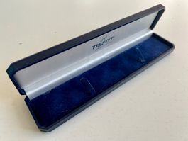 TISSOT dark blue long watch box with velvet interior