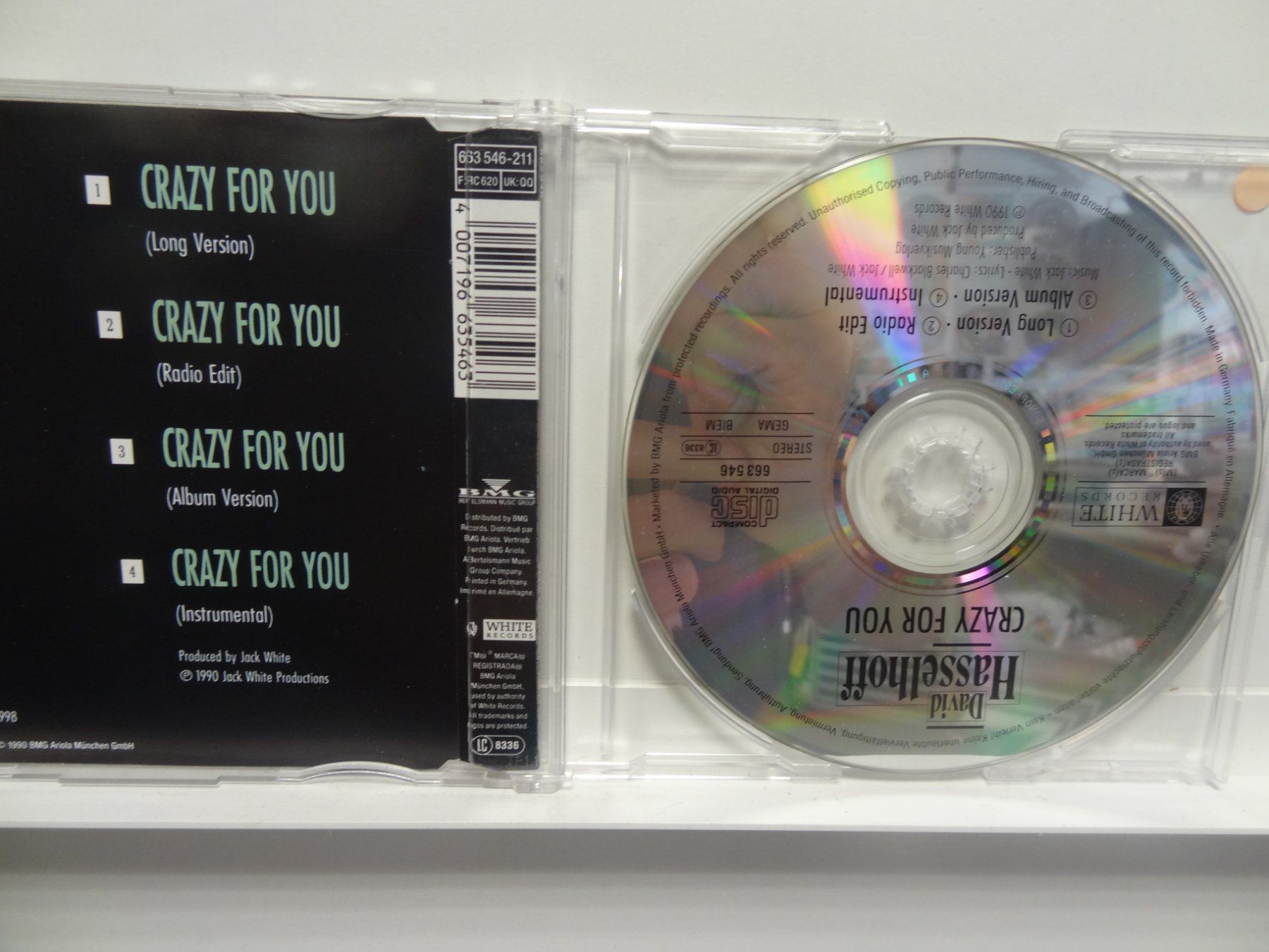 CD: David Hasselhoff - Crazy for you (4 versions, 1990) maxi – Usato da luzern venduto da musicandart 1