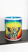 Motivtasse Highland Cow blau Druck Kunst