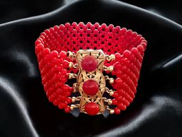 Vintage - Korallen - Gold - Armband, wohl Italien um 1970