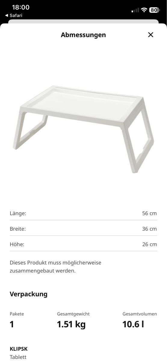 Ikea Piatti di portata: KLIPSK Tablett weiss – Usato da Dielsdorf venduto da lor_j5qt