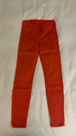 7 For All Mankind Orange Jeans, Crop Skinny Fit, Size 25