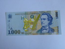Banknote Rumänien 1000 Lei 1998, Mihai Eminescu, Zustand Neu