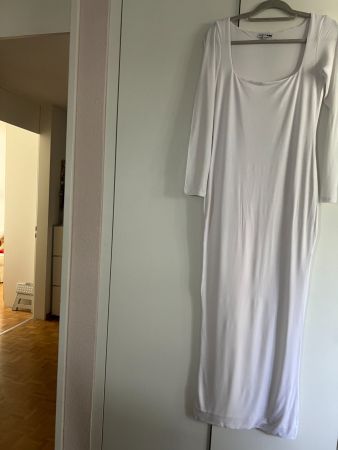 langes, weisses Stretch-Maxi-Kleid, Viscose, Gr. M