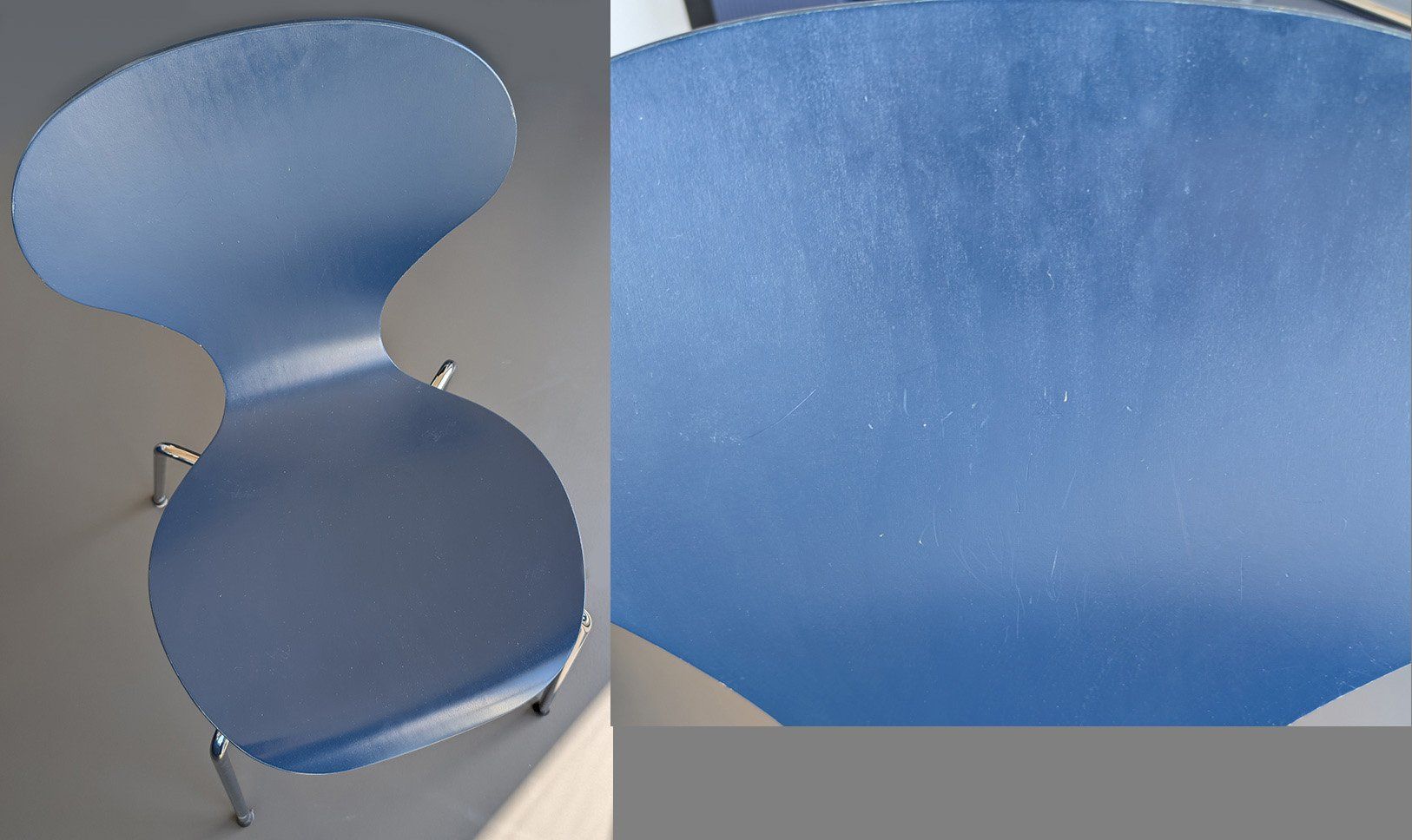 Interio Sedie: Set à 6 Stühlen dunkelblaue Sitzschale mit Chromgestell – Usato da Zürich venduto da TMoran 5