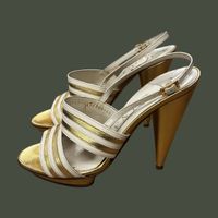 Gina Heeled Sandals. Party Ready! Size 36.5 White&Gold