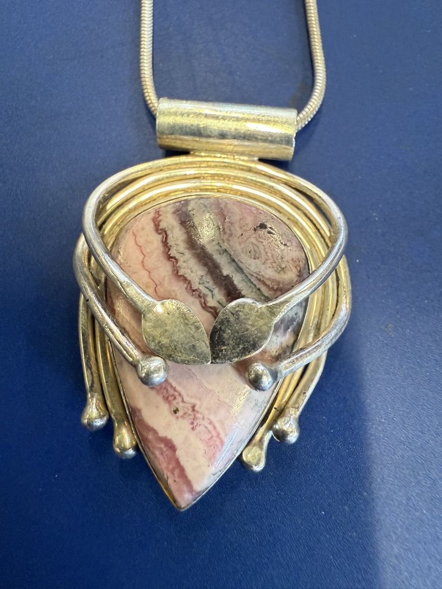 Catenine: Wunderschöne Halskette mit rosa Stein, 925 Silver – Usato da Strengelbach venduto da RaenAntikDesign 1