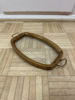 Kleines 50s Serviertablett Nussbaum Glas Tablett vintage