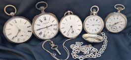 5 Taschenuhren silber Vintage
