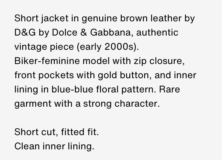 Dolce & Gabbana Giacche: Dolce & Gabbana Biker Lederjacke Vintage – Usato da Kilchberg ZH venduto da ann_8pwh 8