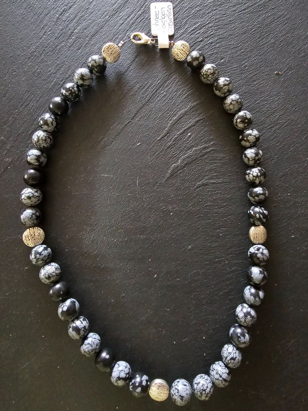 Ketten: Schneeflocken Obsidian Halskette – Neu (gemäss Beschreibung) aus Aarberg von Fischkeller