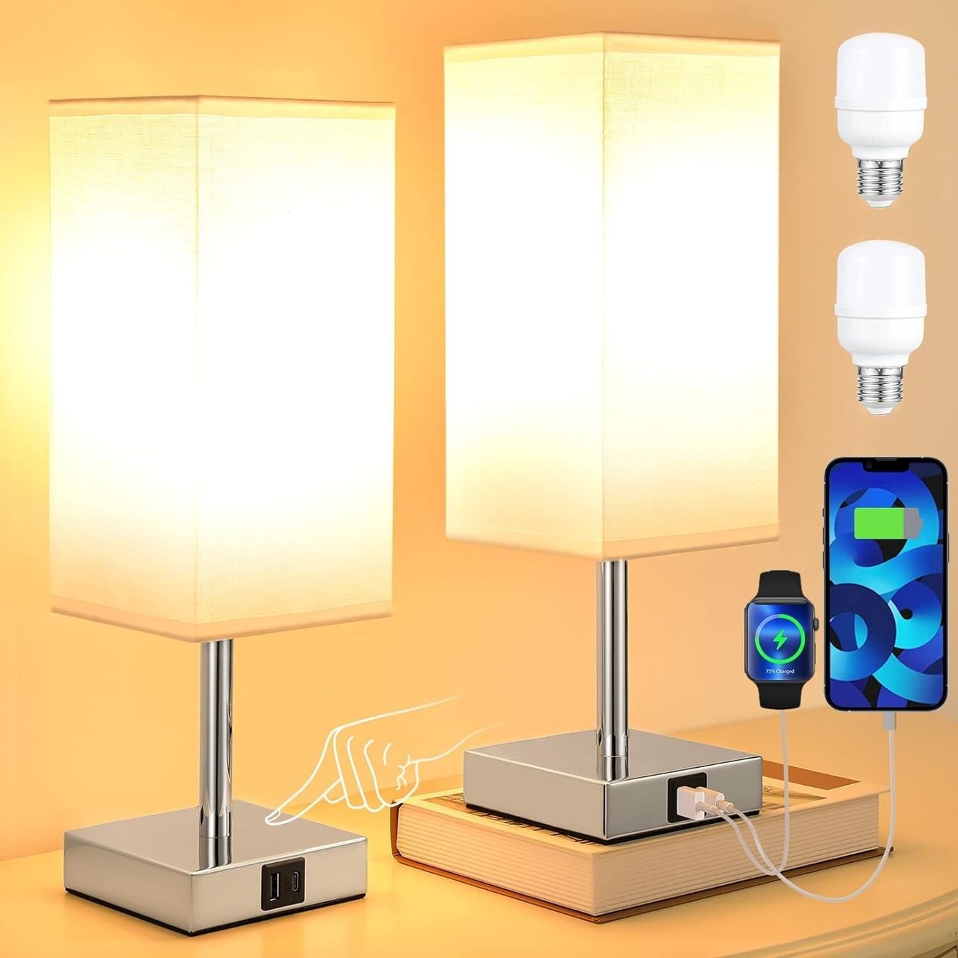 Lampade: Nachttischlampe Touch Dimmbar 2er Set – Nuovo e nell'imballaggio originale da Nuglar venduto da SaleRitter