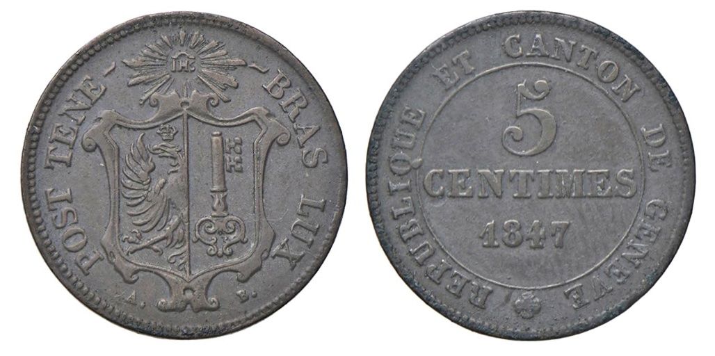 Tutti le monete: 5 Centimes 1847 Genf vorzüglich – Usato da Niederlenz venduto da Angi_e