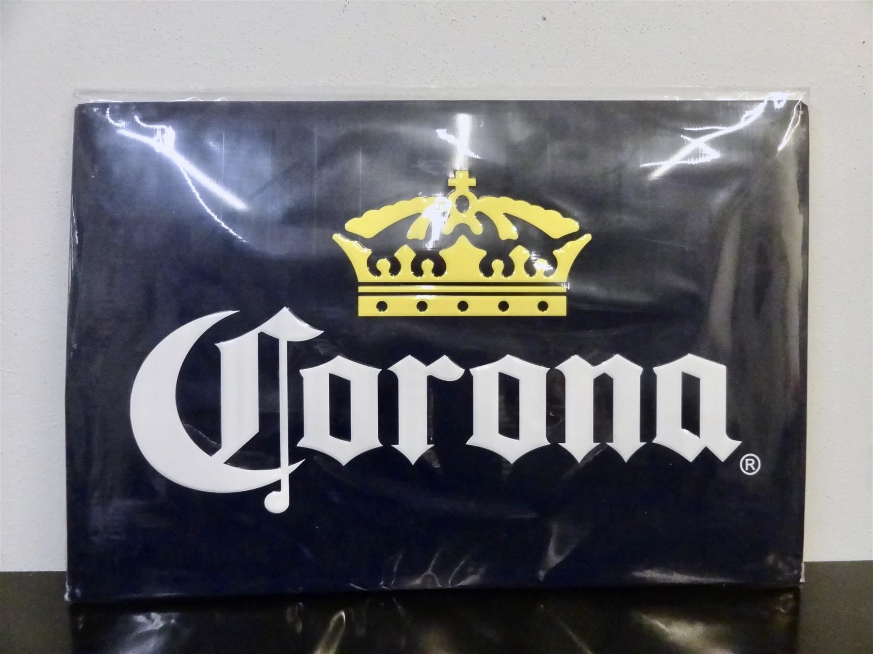 Corona Extra Insegne: BLECHSCHILD SCHILD BLECH CORONA BIER WERBUNG WERBESCHILD – Nuovo e nell'imballaggio originale da Kerzers venduto da bottlesandboxes 5