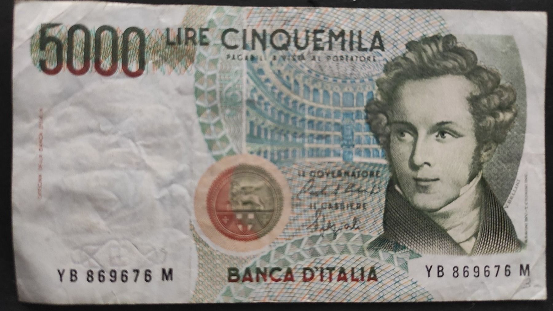 Banknoten: 5000 lire italienne 1985 – Gebraucht aus Couvet von