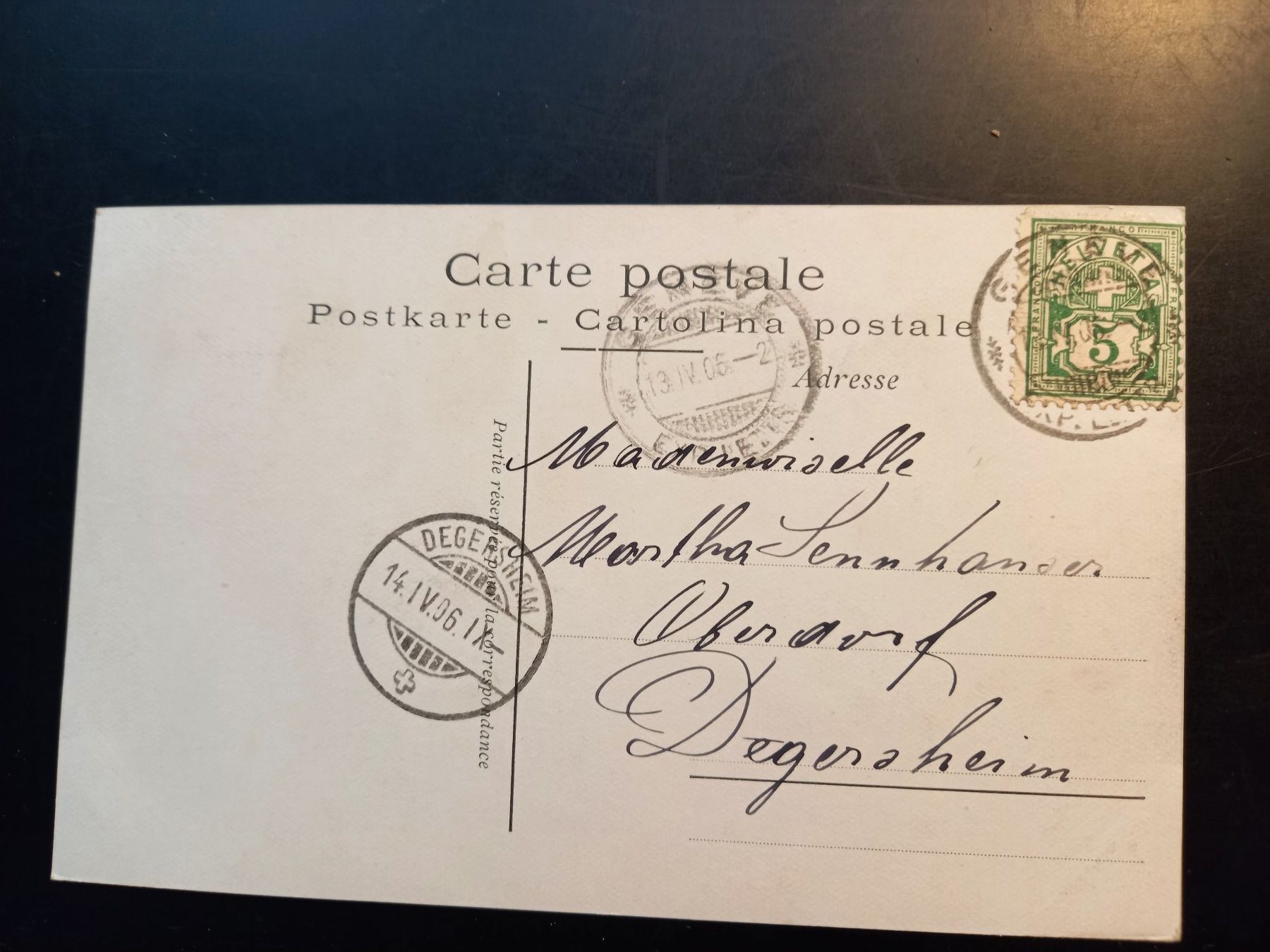 Cartoline postali: AK Genf, 13.4.1916; Genf - Degersheim – Usato da Herzogenbuchsee venduto da Herkules9 1