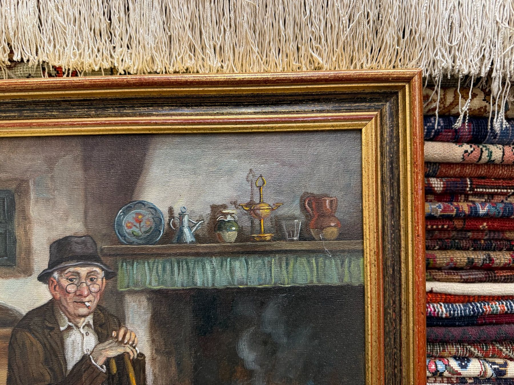 Dipinti: Dekoratives Kaminzimmer Gemälde mit alter Bauernstube – Usato da Steinhausen venduto da ZeitreiseBrocki 4