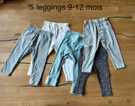 5 leggings taille 9-12 mois 