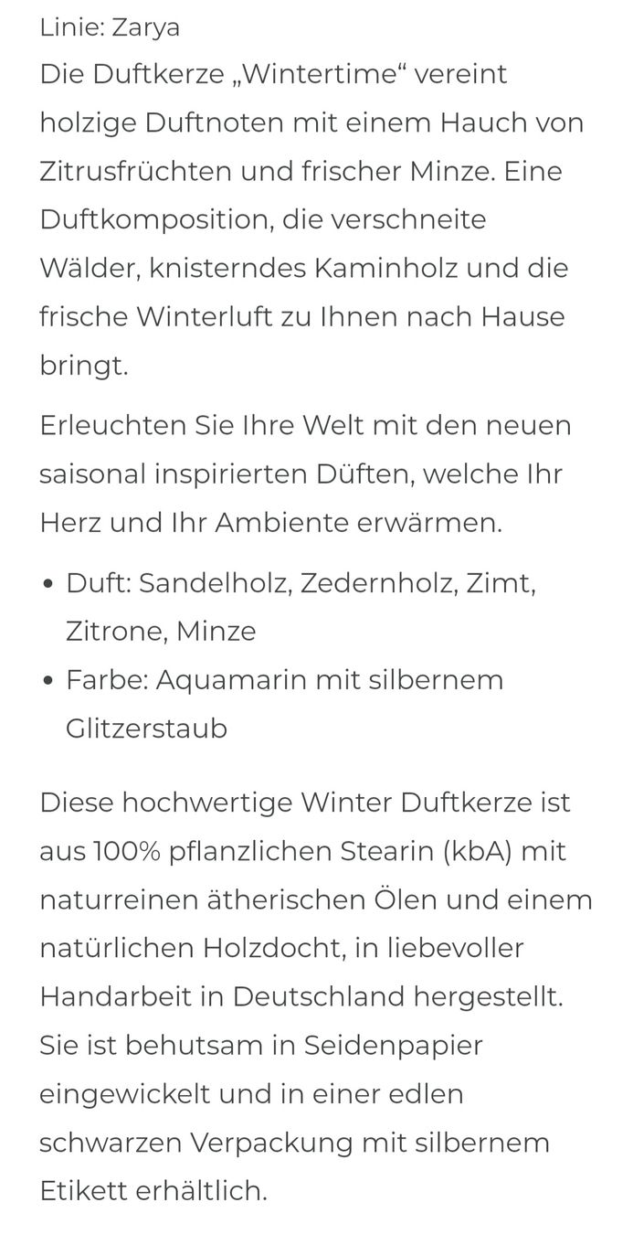 Kerzen: ZARYA Duftkerze "winter" 1 Stk. – Neu (gemäss Beschreibung) aus Wallisellen von misnenes 2