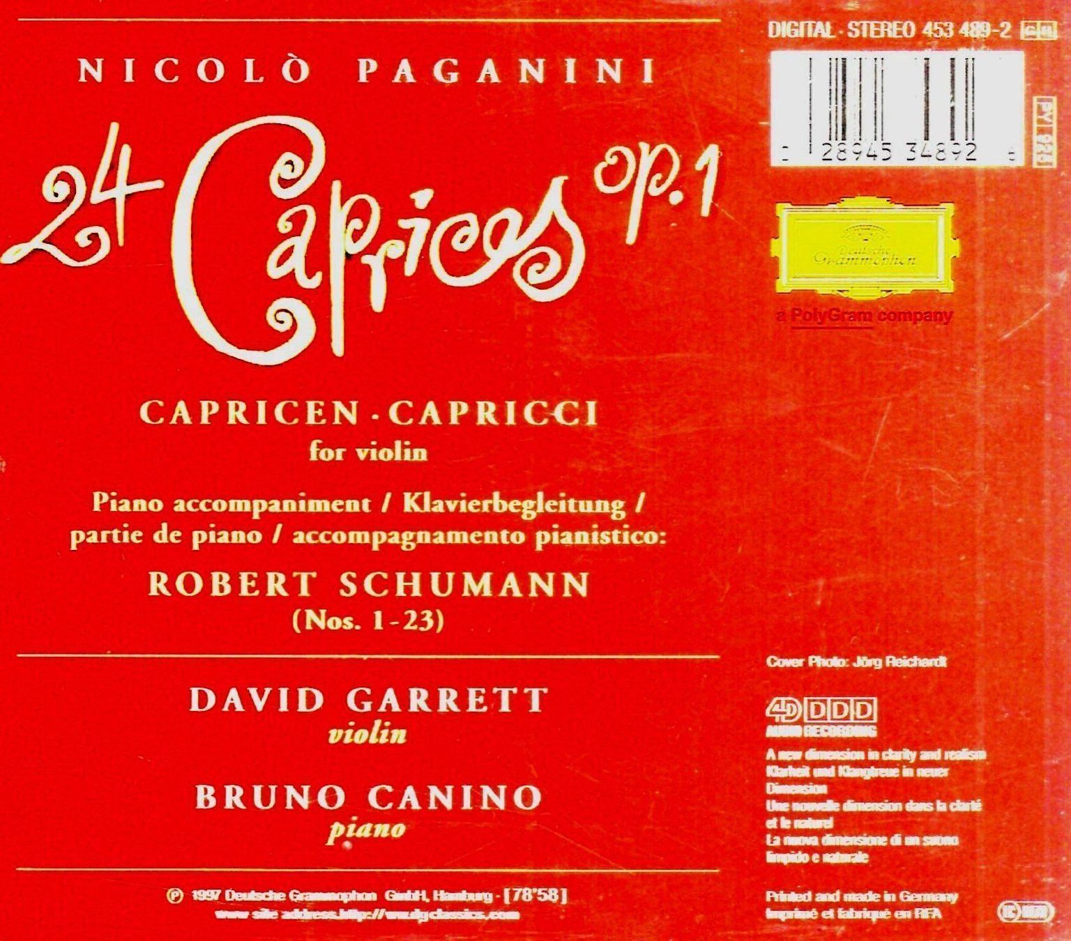 CD: David Garrett Niccolò PAGANINI CAPRICES Bruno Canino CD – Usato da Kandergrund venduto da Sososo 1