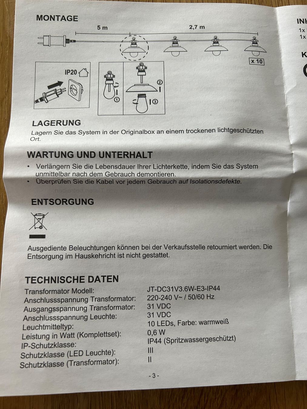 Migros Ghirlande e barre luminose: In-/Outdoor Lichterkette Girlande – Nuovo e nell'imballaggio originale da Langenthal venduto da Juni13 3