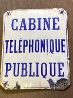 Antikes Email Schild Cabine Telephonique Publique um 1930