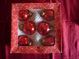 6 Weihnachtskugeln Christbaumschmuck Mundgeblasen Gablonz