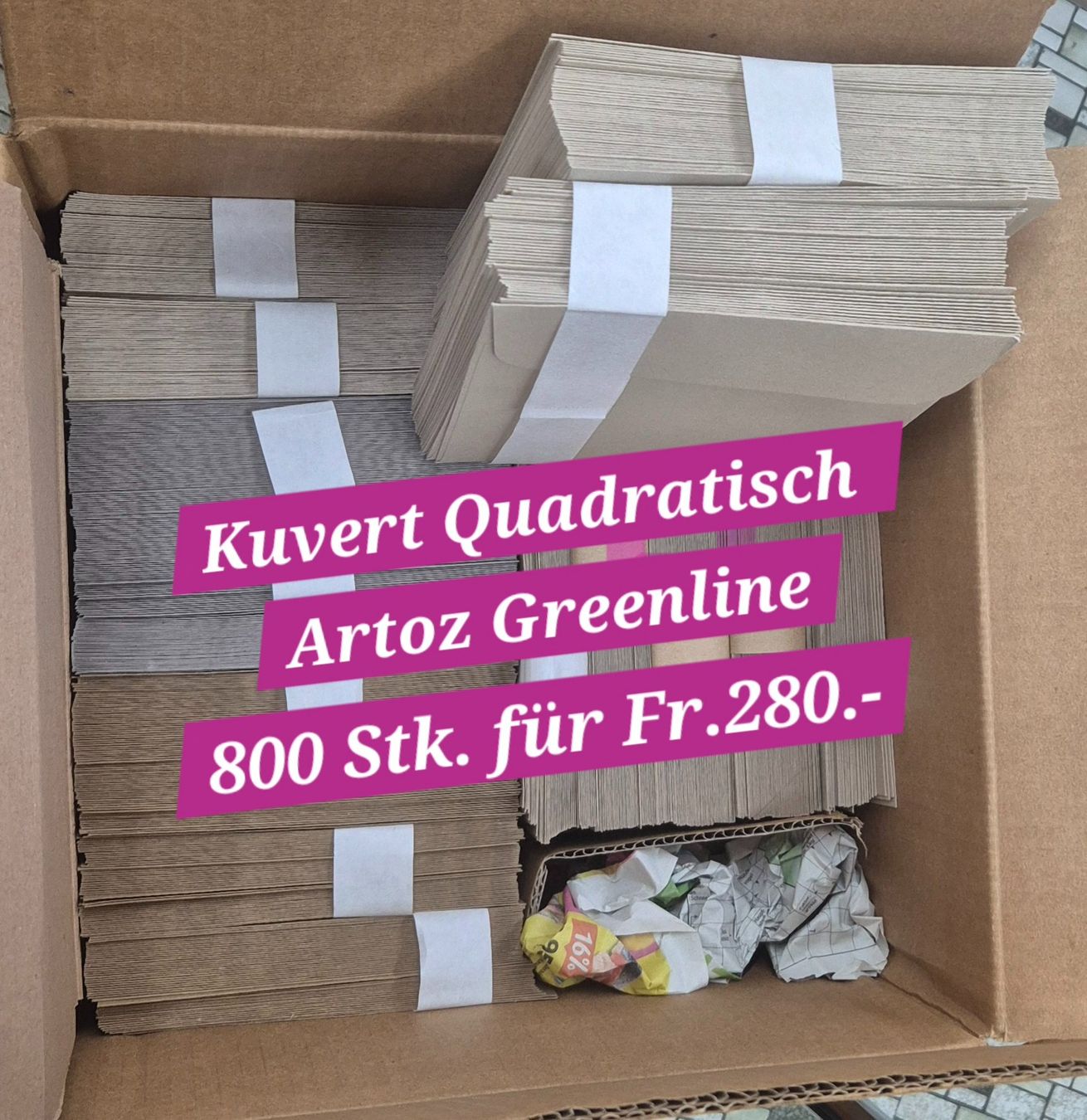 Buste & buste per spedizione: 800 Kuverts Quadratisch von Artoz – Usato da Oberbipp venduto da Stella470