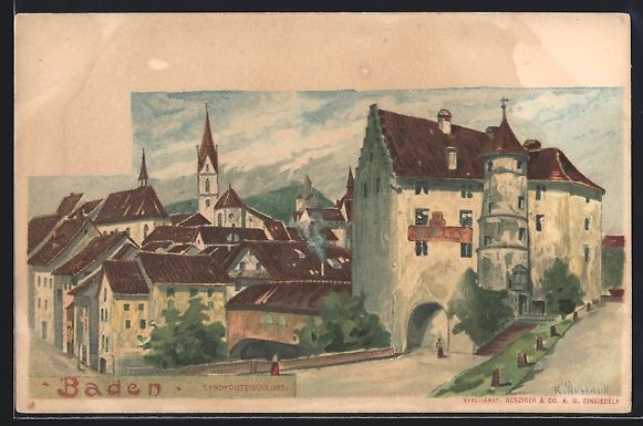 Cartoline postali: Baden, Partie am Landvogteischloss – Usato da Berlin venduto da bartko-reher