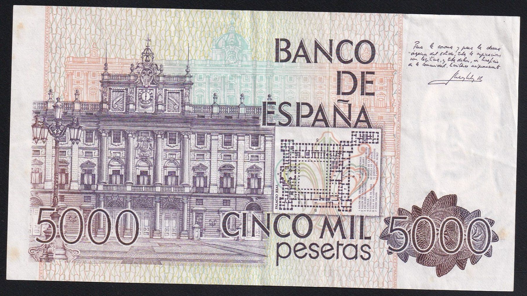 Banconote: Spanien 5000 Pesetas 1979 – Usato da Brugg AG venduto da banknoten_muesli 1
