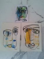 6 Gesichter Originale Unikate signiert neu