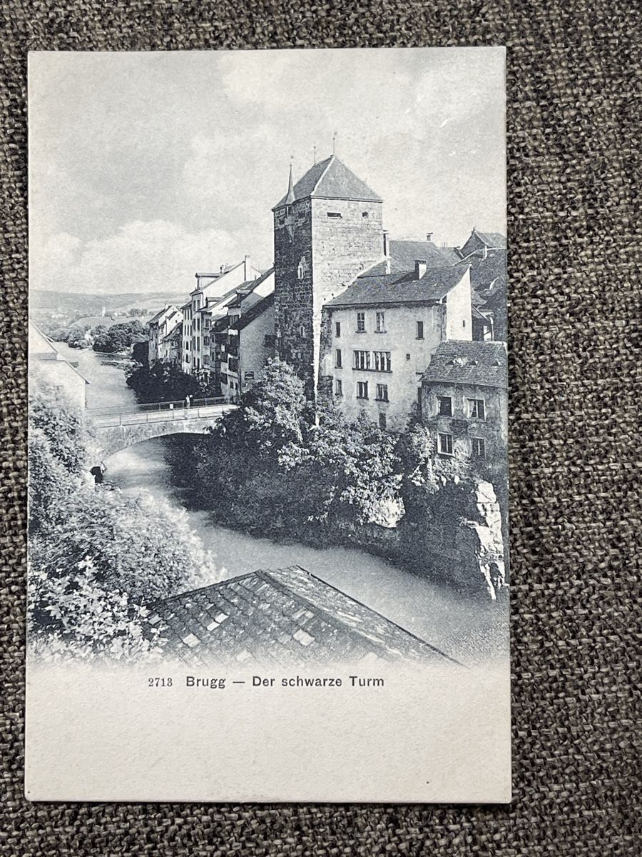 Cartoline postali: Alte Ansichtskarte Brugg AG, Der schwarze Turm, – Usato da Strengelbach venduto da Aschatan5