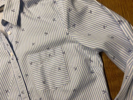 HEMD/BLUSE ca.Gr.36/38 gestreift blau weiss mit Muster