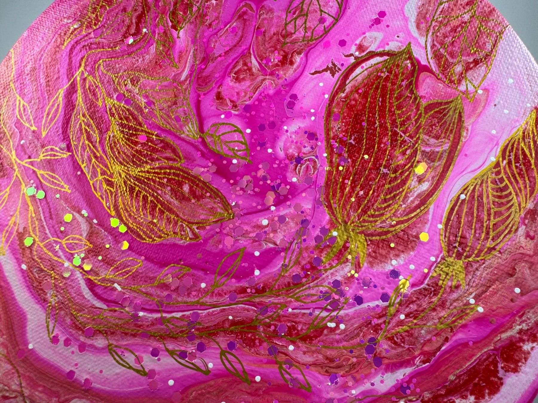 Gemälde: Acryl-Flüssigmalerei, kreisförmig – Gebraucht aus Schlieren von MayaSheng1983 1