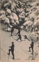 Leysin VD Skifahrer im Schnee belebt
