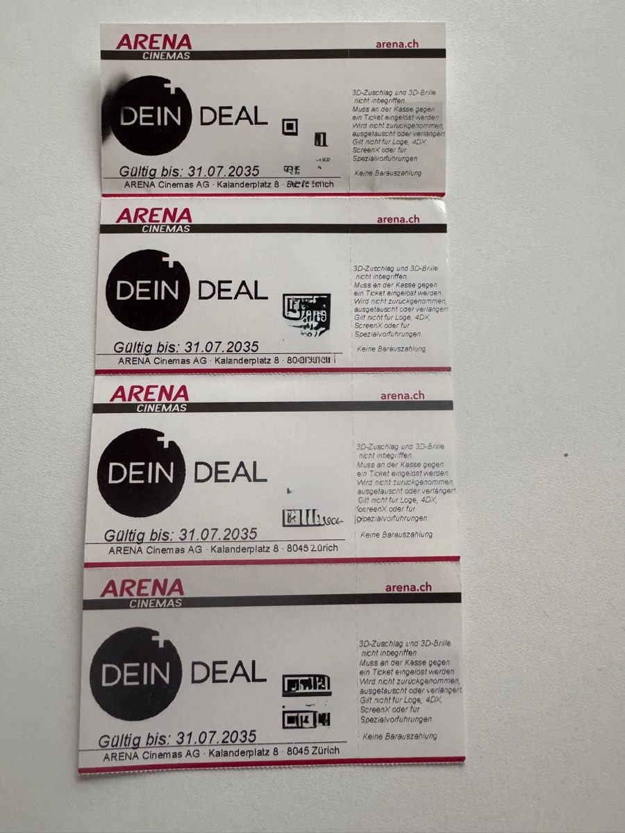 Biglietti: Arena Kino Gutschein – Nuovo (secondo la descrizione) da Pfäffikon SZ venduto da EMMA0111