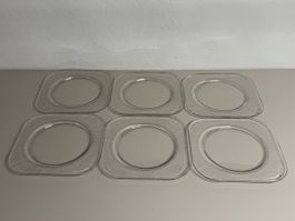 6er Set Glas Teller Unterteller quadratisch 25cm gebraucht