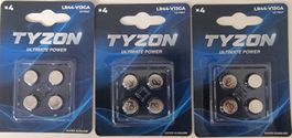 12 stück Tyzon Knopfzellenbatterie Ultimate Power LR44-V13GA