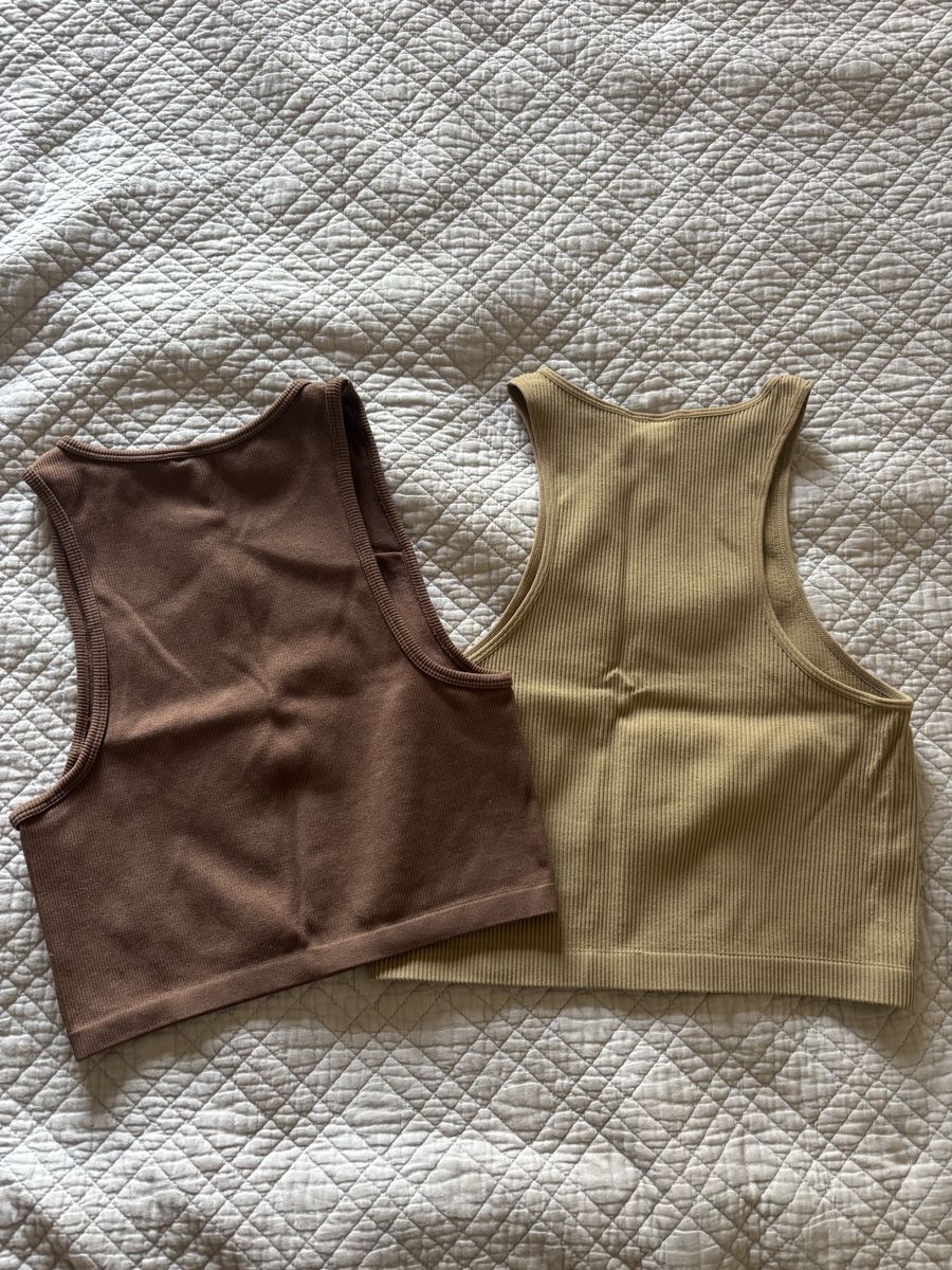 H&M Kleiderpakete: Lot de 2 débardeurs Beige/Brun – Gebraucht aus Lausanne von shabnam.t 2