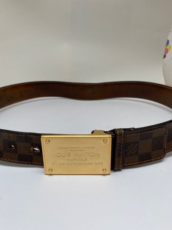 ceinture louis vuitton inventeur 100 en toile damier