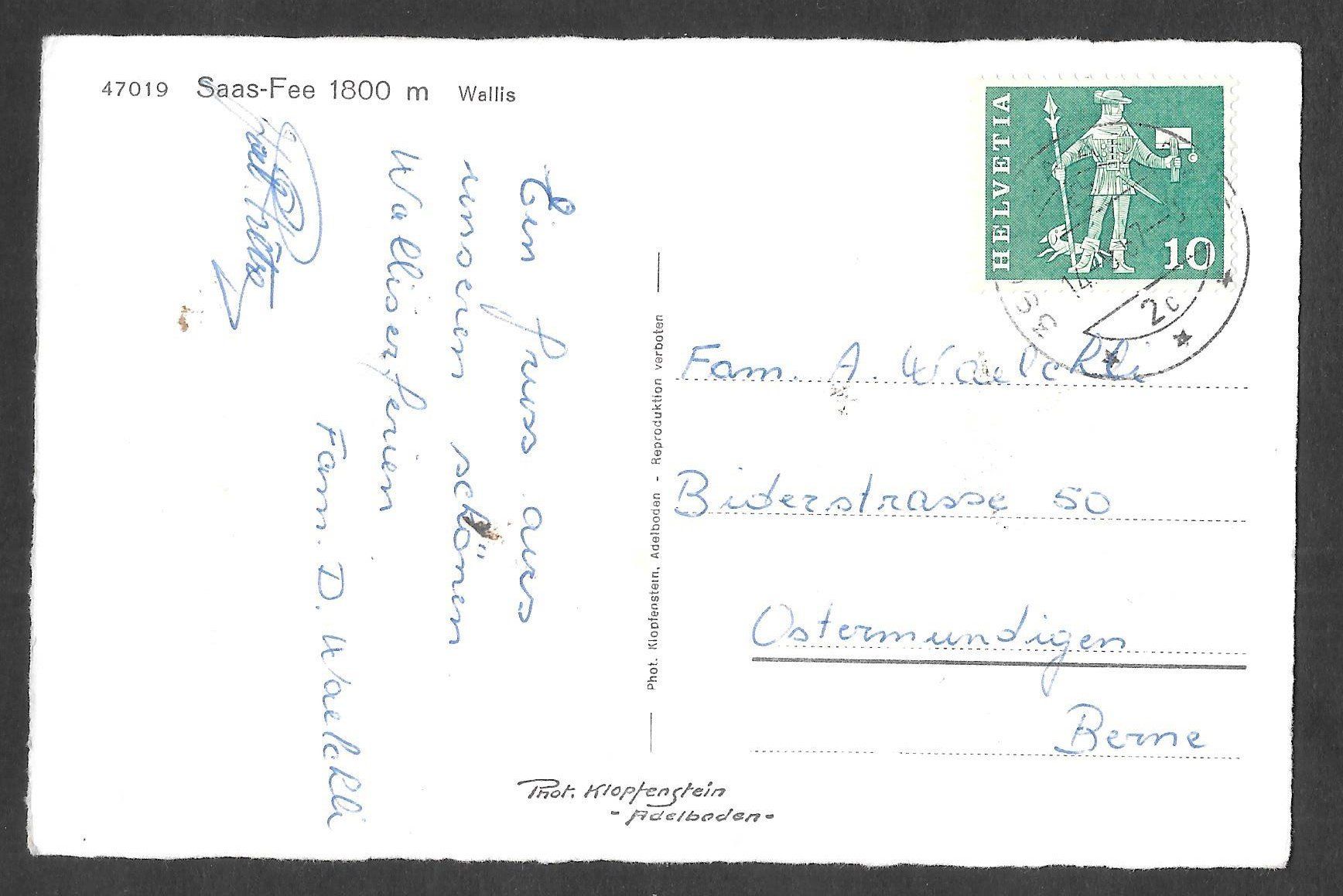Cartoline postali: Saas Fee Dorfansicht – Usato da Olten venduto da clotaldi 1
