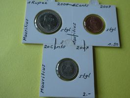 Mauritius,  Konvolut alte Münzen 2004-07   stgl.