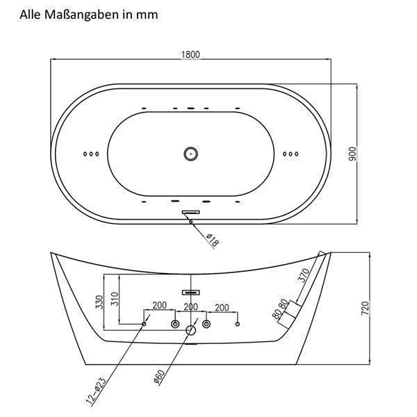 Vasche da bagno: 11823 - ARBON PLUS - Freistehende Badewanne Whirlpool – Nuovo e nell'imballaggio originale da Wallenwil venduto da toesstal-vertrieb 7