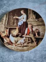 Zierteller mit Bauernmotiv und Hühnern guter Zustand
