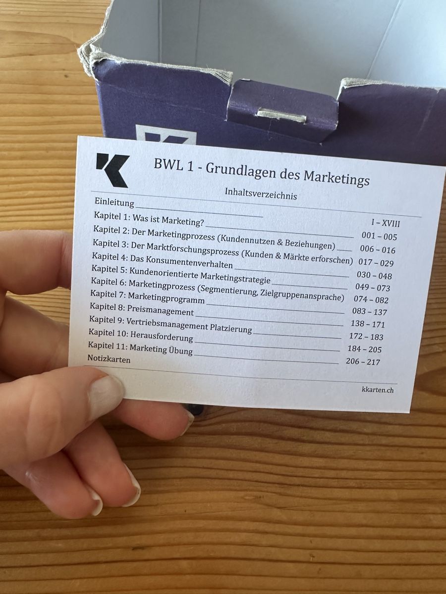 Libri: BWL 1 Karteikarten UZH  – Usato da Volketswil venduto da Mira-Laura 2