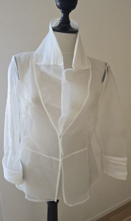 Designerbluse weiss durchsichtig