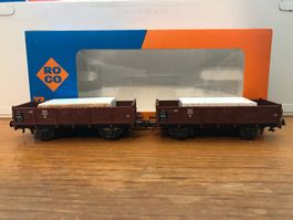 2x Roco DB Niederbordwagen mit Ladung